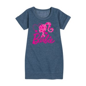 - Barbie - Logo Hearts Graphic Short Sleeve Fleece Dress - 1 of 4