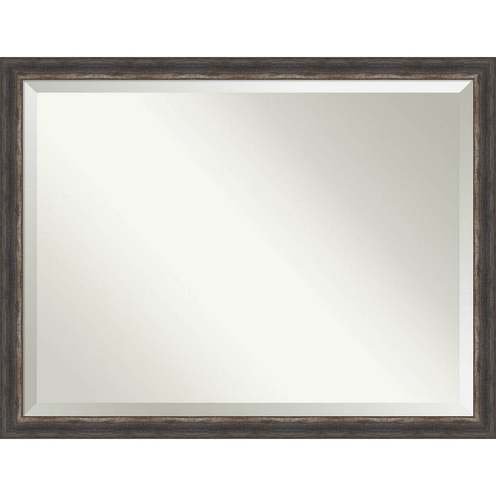 Photos - Wall Mirror 44" x 34" Bark Rustic Framed Bathroom Vanity  Charcoal - Amanti