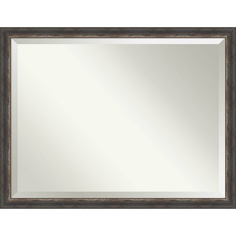 44 X 34 Bark Rustic Framed Bathroom, Large Mirrors For Bathroom Vanity