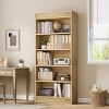 71" Farmhouse Bookcase w/Double Fluted Design, 5 Tier Tall Bookshelf with Wooden Base, Wooden Bookshelf Rustic Vintage Book Shelf for Office Library - 4 of 4