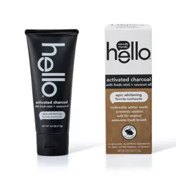 hello Activated Charcoal Whitening Fluoride Toothpaste , sls Free and Vegan , 4oz