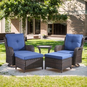 Gymojoy Outdoor Swivel Chair with Ottoman High Back Glider Chair with Soft Cushion - 1 of 4