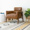 Kayson Tan Leather Lounge Chair with Non-Removable Cushions, Solid Wood Frame, and Easy-Clean Design - 3 of 4