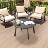 NAYSAYE Patio End Table Round Coffee Table Metal Frame Adjustable Feet for Outdoor Indoor Use, Black, 27.56"*27.56"*15.35" - 2 of 4