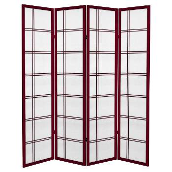 6 ft. Tall Canvas Double Cross Room Divider 4 Panels - Oriental Furniture