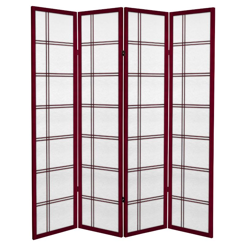 6 ft. Tall Canvas Double Cross Room Divider 4 Panels - Oriental Furniture, 1 of 3