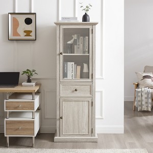 Tall Freestanding Storage Cabinet with Glass Door, Shelves and Drawer, Ample Storage and Smooth Surface for Living Room - 1 of 4