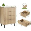 EcoSummer Natural Wave Fluted 5-Drawer Dresser, Modern Wood Chest with Wide Drawers & Anti-Tip Device, Oak Finish - 2 of 4