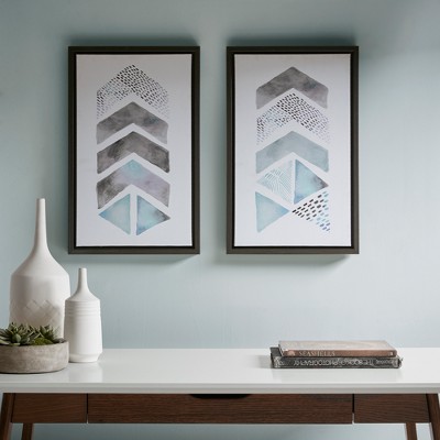 (Set of 2) 13.5" x 21.5" This and That Way Gel Coat Canvas Decorative Wall Art Set Blue/Grey
