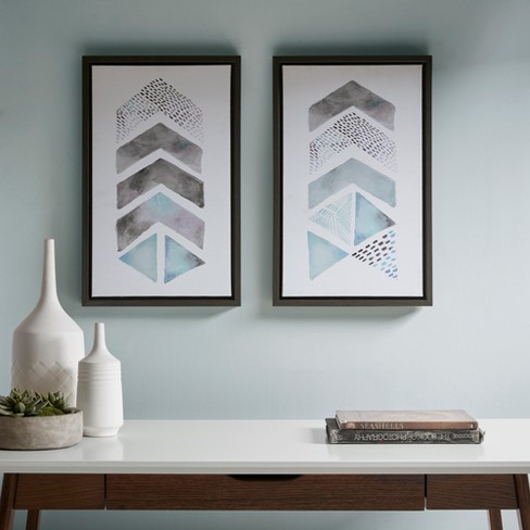 set Of 2) 21.6 X 13.6 This And That Way Gel Coat Canvas Decorative Wall  Art Set Blue/gray : Target