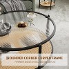 Round Coffee Table, 2-Tier Tea Table with Rattan Storage Shelf and Metal Frame, Tempered Glass Tabletop,Small Space, Office - 4 of 4