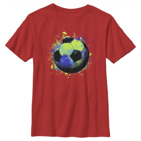 Boy's Lost Gods Paint Splatter Soccer Ball T-shirt - Red - Medium : Target