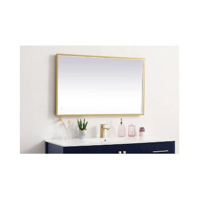 Elegant Brass Rectangular LED Vanity Mirror with Touch Sensor