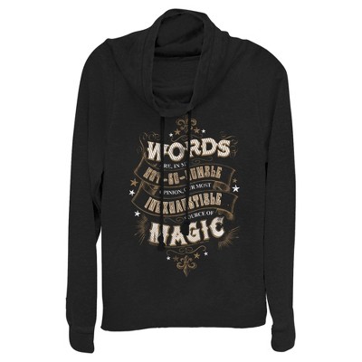 Juniors Womens Harry Potter Dumbledore Humble Wisdom Cowl Neck Sweatshirt