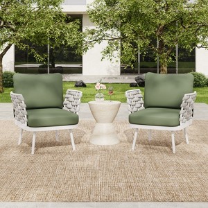 Christopher Knight Home Barbara Modern Outdoor Metal and Rope Upholstered Club Chairs (Set of 2) - 1 of 4