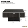 Wood Fluted Coffee Table, Modern Drum End Table, Square Center Table with Sturdy Base for Living Room - 3 of 4