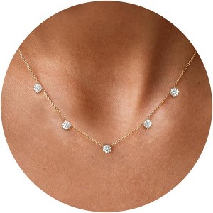 Dainty Charm Necklace for Women, 14K Gold/Silver Plated with Multiple Symbolic Charms - 1 of 4