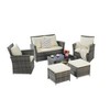 6 Piece Wicker Patio Furniture Sets with Ottoman and Tempered Glass Coffee Table - 4 of 4