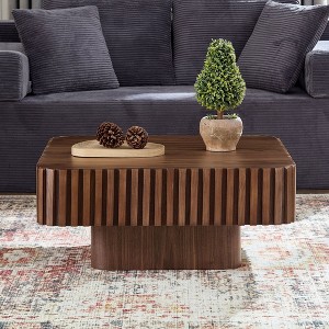 Kumasinova 31.5" Handmade Drum Coffee Table with Storage,Square End Table with MDF Pedestal,Modern Center Table for Living Room - 1 of 4