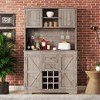 Farmhouse Coffee Bar Cabinet with Wine Racks, Drawers & Shelves, Kitchen Buffet Storage Cabinet for Dining Room or Living Room - 2 of 4