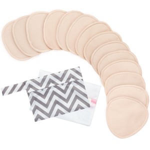 KeaBabies 14pk Contour Organic Nursing Pads, Reusable Nipple Pads for Breastfeeding, Washable Breast Pads + Wash Bag - 1 of 4