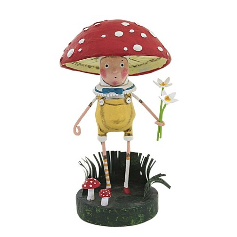 Lori Mitchell Fun Guy - One Figurine 7.0 Inches - Mushroom Flowers - 14483.  - Polyresin - Red