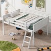 Okak Full Size Solid Wood Bunk Bed Low Loft Bunk Bed with Convertible Ladder Left/Right & Safety Guardrail for Kids Teens, Easy Assemble, White - 3 of 4