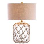 26.5" Glass and Rope Mer Table Lamp (Includes LED Light Bulb) Brown - JONATHAN Y