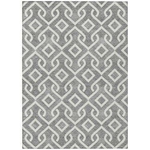 Gray And Ivory Geometric Washable Indoor Outdoor Area Rug - 1 of 4