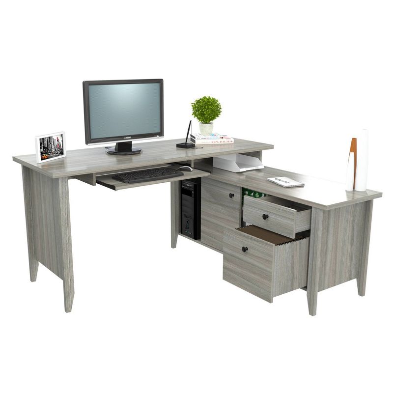 L Shaped Computer Writing Desk Gray - Inval, 3 of 9