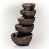 34" Resin Outdoor 5-Tier Modern Bowl Cascading Waterfall Fountain with LED Lights Bronze - Alpine Corporation: Polyresin Garden Decor, 24 LEDs - 4 of 4