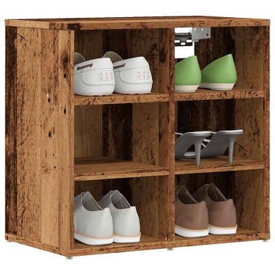CLIHOME 6-Pair Wall Mounted Shoe Cabinet, Wooden EntrywayShoe Storage Organizer