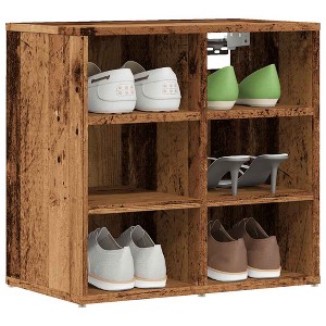 CLIHOME 6-Pair Wall Mounted Shoe Cabinet, Wooden EntrywayShoe Storage Organizer - 1 of 4