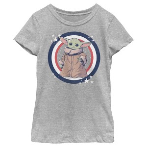 Girl's Star Wars: The Mandalorian Fourth of July Grogu Circle T-Shirt - 1 of 4