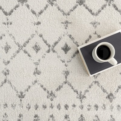 Gray Synthetic Moroccan Trellis 10' Square Area Rug