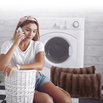 Chocolate Faux Fur Lumbar Throw Pillow Cover