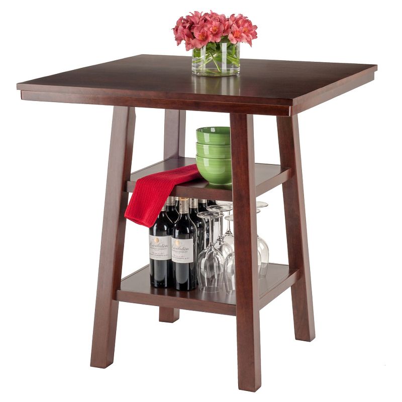 Orlando Square High Table with 2 Shelves Wood/Walnut - Winsome, 3 of 7