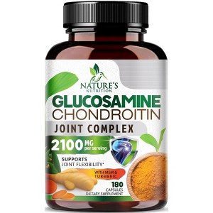 Glucosamine Chondroitin Turmeric MSM Triple Strength Joint Support 2100mg - 180 Capsules By Nature's Nutrition - 1 of 4