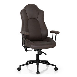 Costway High Back Ex ecutive Office Chair Adjustable Reclining Task Chair Armrest - 1 of 4