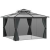 Outsunny Hardtop Gazebo Outdoor Polycarbonate Canopy Aluminum Frame Pergola with Double Vented Roof, Netting & Curtains for Garden - image 4 of 4