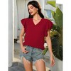 Women Tops for Summer Fashion Trendy Cap Sleeve V Neck Swiss Dot Chiffon Blouse Flowy Loose Fitting Teen T-Shirt - 2 of 4