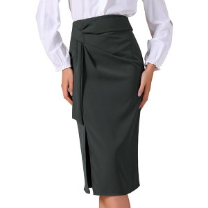 INSPIRE CHIC Women's Work Straight Knot Twist Office Tie Waist Midi Skirts - 1 of 4