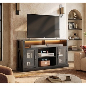 GALAXHERO Farmhouse TV Stand for 65 Inch TV, with LED Lights, Storage Cabinets & Adjustable Shelves for Living Room or Home Theater - 1 of 4