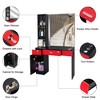 Karl Home Black Red Wall Mount Barber Station 2 Drawers 1 Storage Cabinet 3 Open Shelves with Mirror - 3 of 4