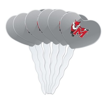 Marist College Secondary Logo Heart Love Cupcake Picks Toppers Decoration Set of 6