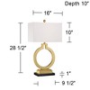 360 Lighting Lauren Modern Table Lamps Set of 2 with Black Risers 28 1/2" Tall Gold USB Charging Port White Rectangular Shade for Bedroom Living Room - 4 of 4