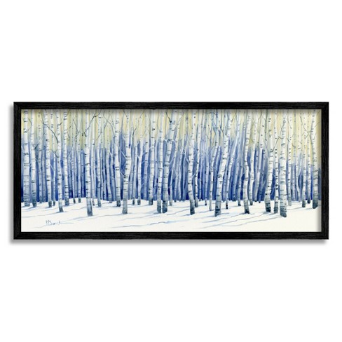 Stupell Industries Looming Winter Birch Trees Framed Giclee Art, 10 x 24