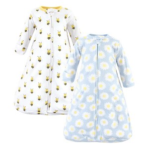 Hudson Baby Infant Girl Cotton Long-Sleeve Wearable Sleeping Bag, Sack, Blanket, Daisy Bee Long Sleeve - 1 of 4
