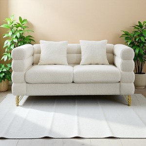 60" Oversized 2-Seater Sectional Sofa with Deep Seat & Lumbar Pillows - 1 of 4