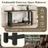 KIGFTSOD Modern Minimalist Console Table, Solid Wood with Metal Accents & Built-in Shelf, for Living Room Hallway, Black - 2 of 4